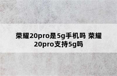 荣耀20pro是5g手机吗 荣耀20pro支持5g吗